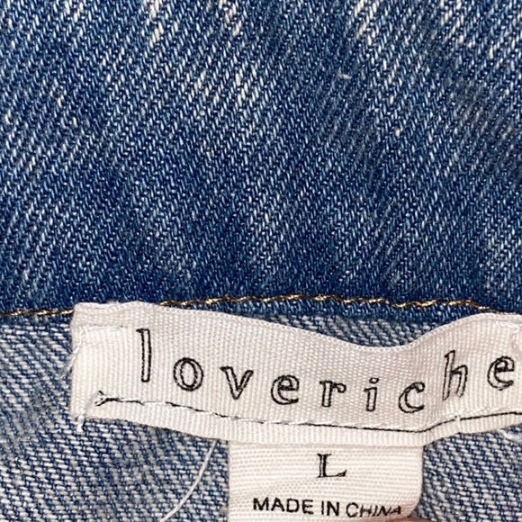 Love riche Size Large Denim Color Button Front Mini Skirt Light Wash - Picture 7 of 8